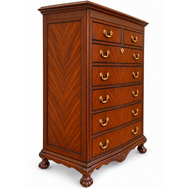 Brown Vintage Drexel Chippendale-Style Seven-Drawer Tall Chest For Sale - Image 8 of 12
