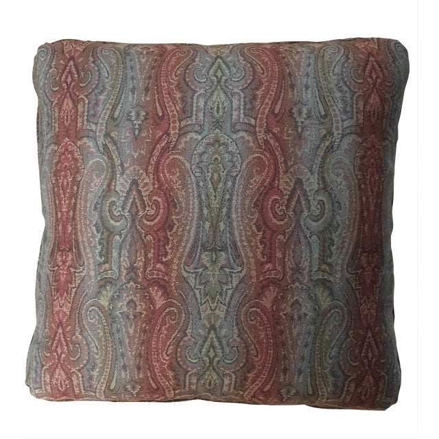 Wool Silk Blend Paisley Pillow With Down Feather Insert For Sale