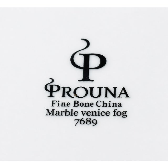 Early 21st Century Prouna Marble Venice Fog Fine Bone China Coffee Cups and Plates, Set of 4 For Sale - Image 5 of 6