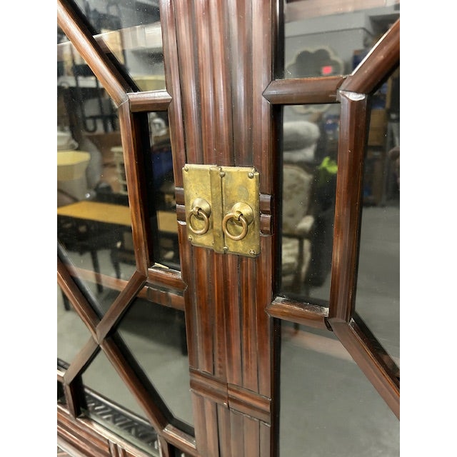 Mid 20th Century 1950s Faux Bamboo Split Rattan Pagoda Cabinet For Sale - Image 5 of 12