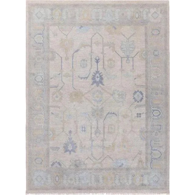Modern Handknotted Oushak Rug in Shades of Blue with Taupe & Grey, 8' x 10' For Sale - Image 10 of 10