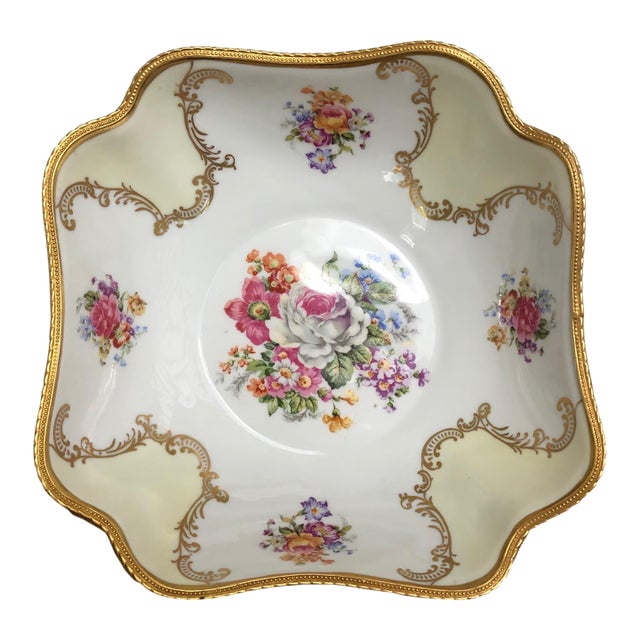 Early 20th Century Hand Painted French Decorative Bowl With Bronze Detail For Sale