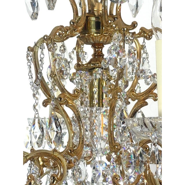 Mid-Century Modern Brass and Lead Crystal Chandelier from Palwa, 1960s For Sale - Image 3 of 13