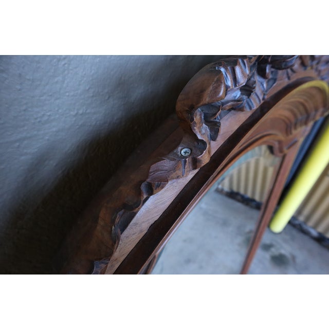 Wood Antique French Carved Walnut Arch Mercury Mirror For Sale - Image 7 of 12
