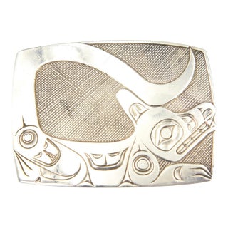 North Coast Haida Sterling Silver Figural Brooch Pendant For Sale