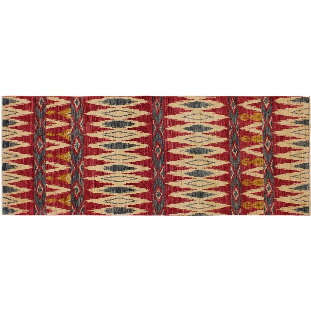 Modern Ziegler Pink/Green Wool Runner Rug- 2 Ft. 7 In. X 7 Ft. 5 In. For Sale - Image 9 of 10