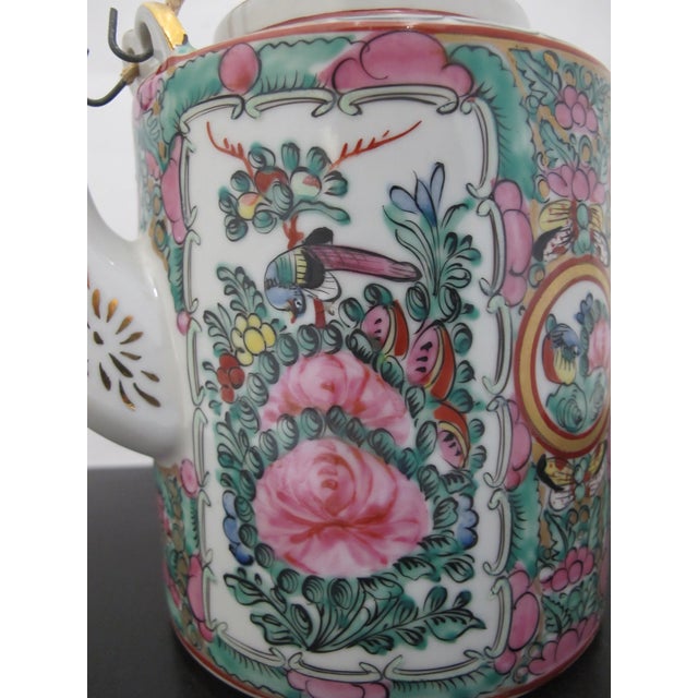 Chinese Famille Rose Medallion Bird Butterfly & Figural Porcelain Teapot For Sale - Image 10 of 17