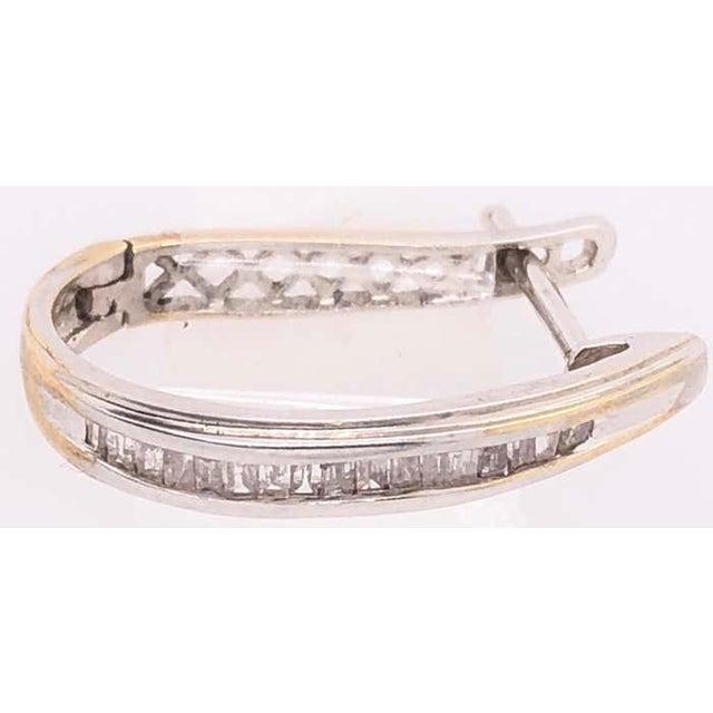 Metal 14 Karat White Gold Diamond Half Hoop Latch Back Earrings For Sale - Image 7 of 8