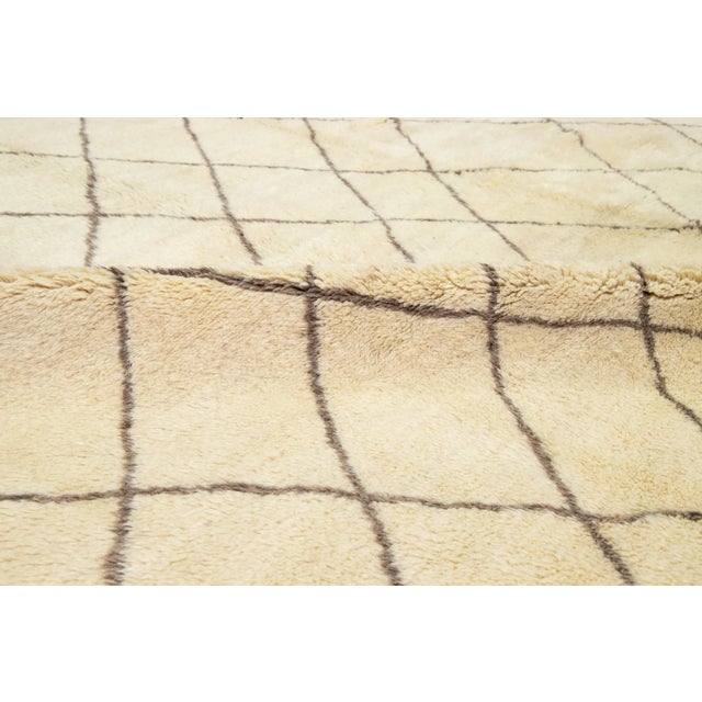 Tribal Modern Moroccan Style Oversize Wool Rug in Beige Color For Sale - Image 4 of 11