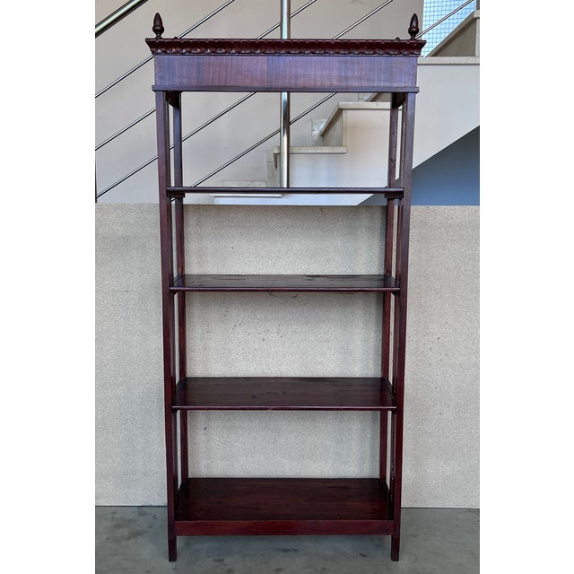 1910s Late 19th Century French Empire Style Walnut Four Shelves Etagere For Sale - Image 5 of 9