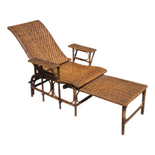 French Riviera Chaise Lounge in Bamboo and Rattan, 1910 For Sale