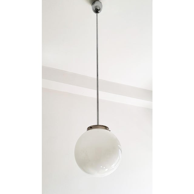Art Deco Globe Pendant Light in Glass and Chrome, 1930s For Sale - Image 11 of 11