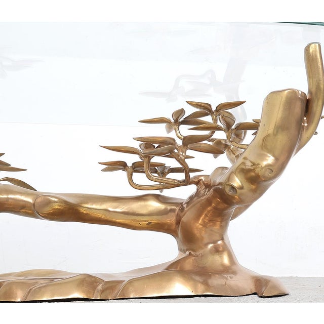 Brass and Glass Bonsai Coffee Table attributed to Willy Daro, 1970s For Sale - Image 9 of 14