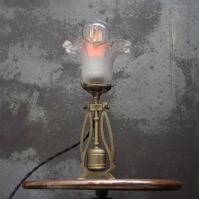 Art Deco Table Lamp in Brass and Glass, 1920s For Sale - Image 3 of 7