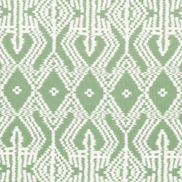 Abstract SAMPLE - Schumacher Asaka Ikat Fabric In Green For Sale - Image 3 of 4