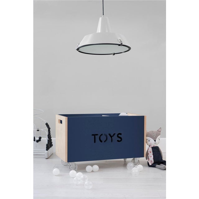 Nico & Yeye Toy Box Chest on Casters Birch Wood Veneer Deep Blue Chairish