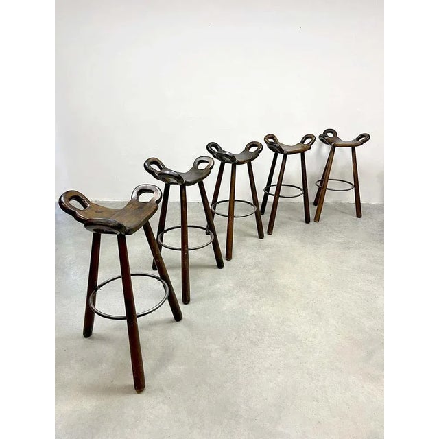 Vintage Spanish Barstools, 1960s, Set of 5 For Sale - Image 4 of 5