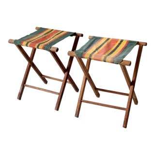 Vintage Camp Stool Pair For Sale