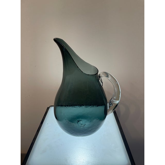 1950s Attributed to Blenko Seeded Glass Pitcher W Handle For Sale In Los Angeles - Image 6 of 9