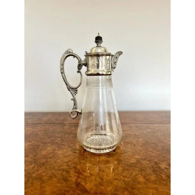 Victorian Glass and Silver Plated Claret Jug, 1860s For Sale - Image 3 of 10