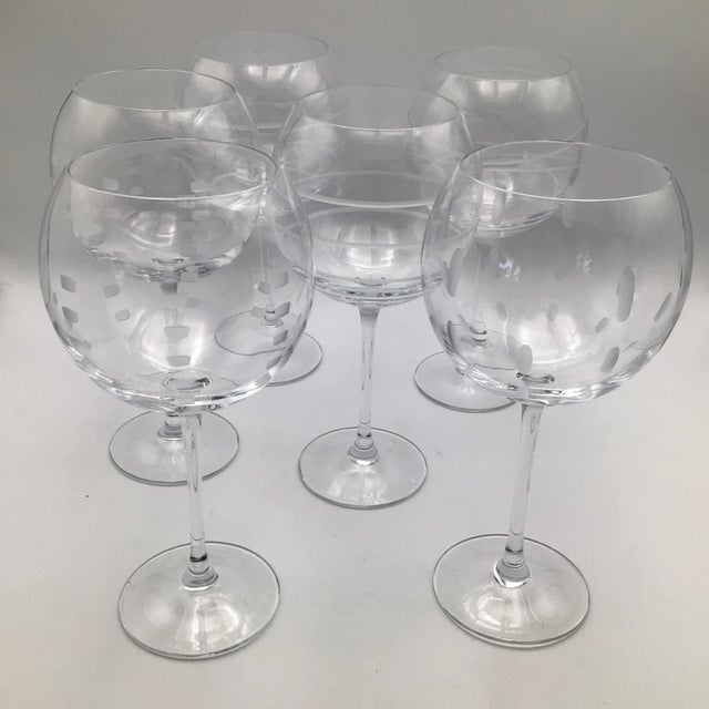 Etched Crystal Balloon Wine Glasses Set of - 6 For Sale - Image 13 of 13