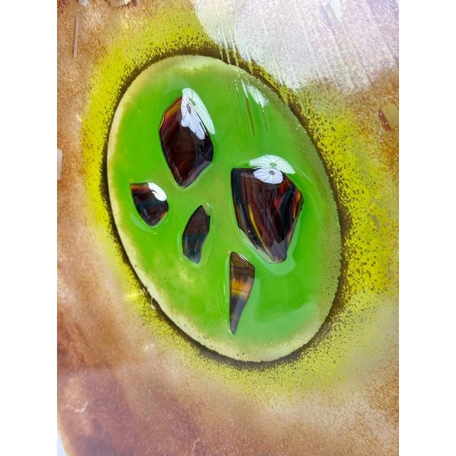 Glass German Handmade Fused Glass Wall Art with Radiant Earth and Planets, 1990s For Sale - Image 7 of 14