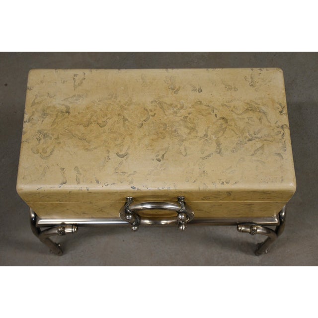 Metal 1960s Faux Burl Karl Springer Style Chest For Sale - Image 7 of 12
