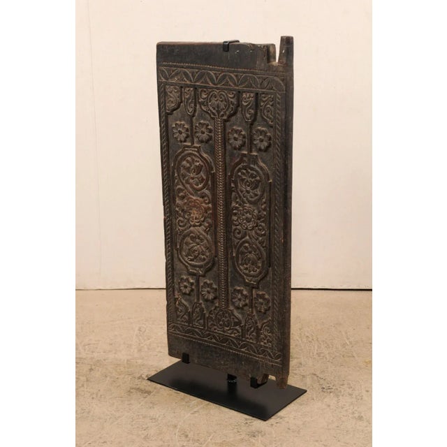 Mid 20th Century Balinese Rice Barn Door on Stand For Sale - Image 10 of 11