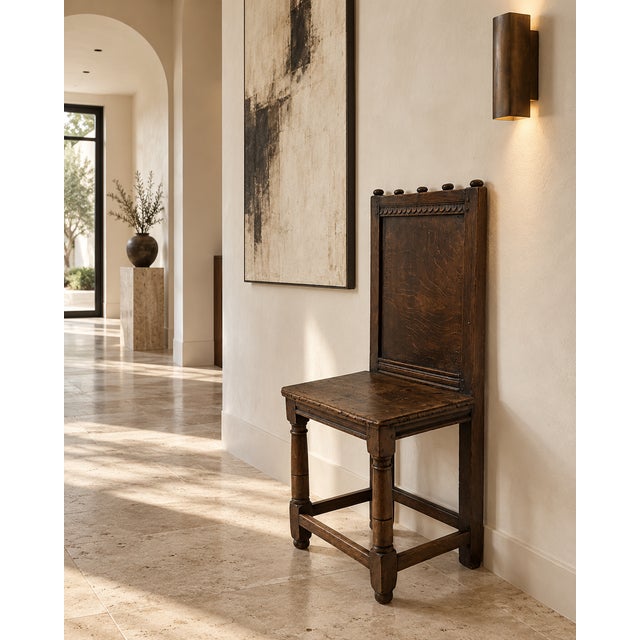 Antique English Oak Correction Chair, 1680 For Sale - Image 3 of 15