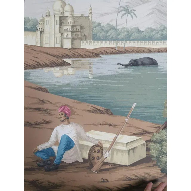 Paper 36" * H96" * 13ps, Eearly View of India Panoramic Wallpaper, 13-Panel Panoramic Set (Sold Per Panel) For Sale - Image 7 of 13