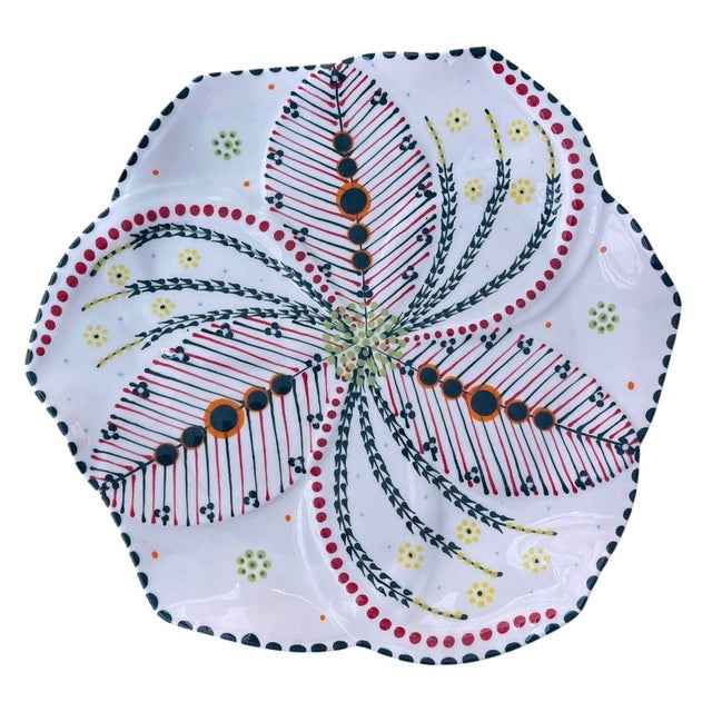 2000 - 2009 Hand-Painted South African Art Pottery Botanical Pinwheel Plates - Set of 6 For Sale - Image 5 of 12