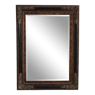 Regency Ornate Black & Gold Framed Mirror For Sale