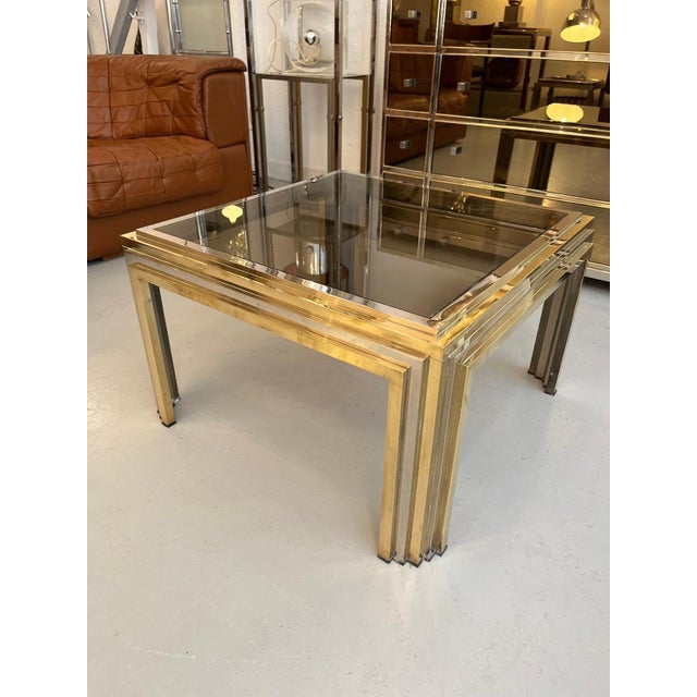 Side Table in Chrome, Brass and Glass, 1970 For Sale - Image 9 of 9