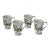 Set 4 Japan Porcelain & Gold Trim Footed Mug Christmas Holly by All the Trimmings For Sale