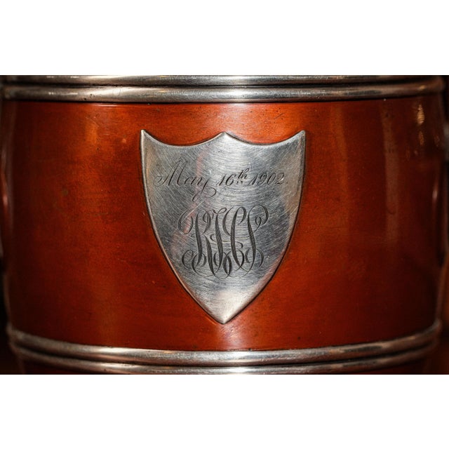 Arts & Crafts Stunning Arts and Crafts Mixed Metal Sterling Silver Copper Antique Humidor Jar Canister Storage Tobacciana For Sale - Image 3 of 11