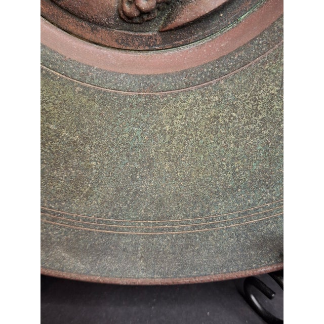 Vintage 1950s Heavy Pal-Bell Israel Verdigris Brass 9.5" Wall Plate Rabbi Shofar For Sale - Image 12 of 14