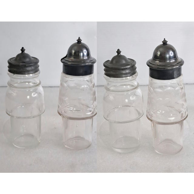 Late 19th Century 1870s Bancroft, Redfield & Rice Silverplate Cruet Castor Set 6 Etched Bottles For Sale - Image 5 of 12