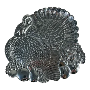 1970s Fitz & Floyd Pewter Thanksgiving Turkey Platter