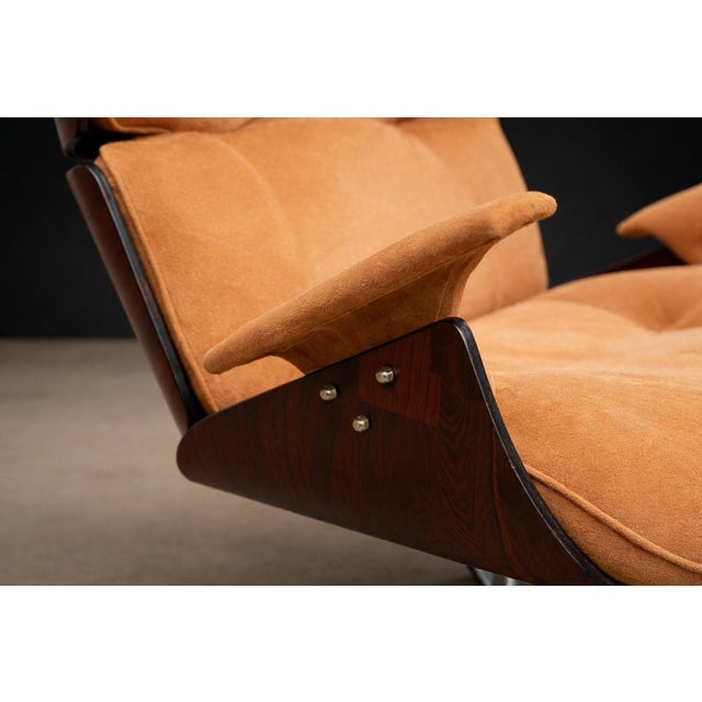 Jorge Zalszupin “Paulistana” Lounge Chair and Ottoman by Jorge Zalszupin for L’Atelier, Jacaranda & Suede, Brazil, 1959 - Lot 445-582 For Sale - Image 4 of 13