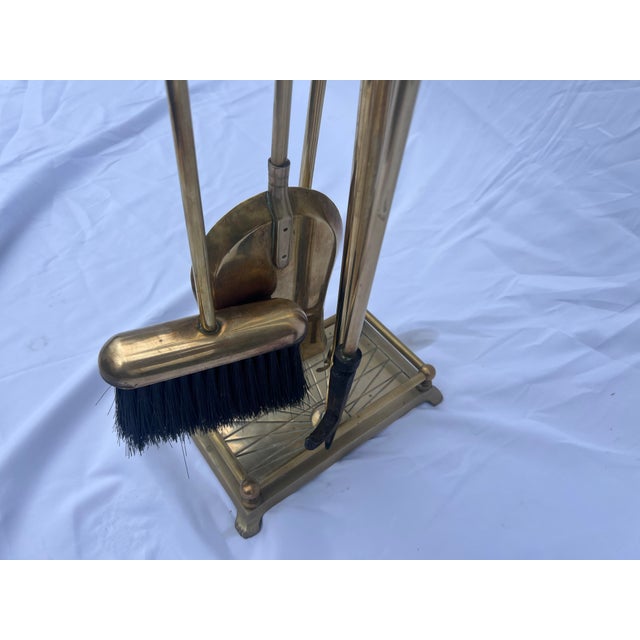 VIntage Brass Mallard Duck Fireplace Tools With Stand- 5 Pieces For Sale - Image 6 of 8