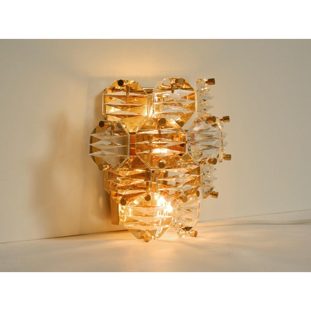Gold Crystal Glass and Brass Wall Lamp from Kinkeldey, 1960s For Sale - Image 8 of 18