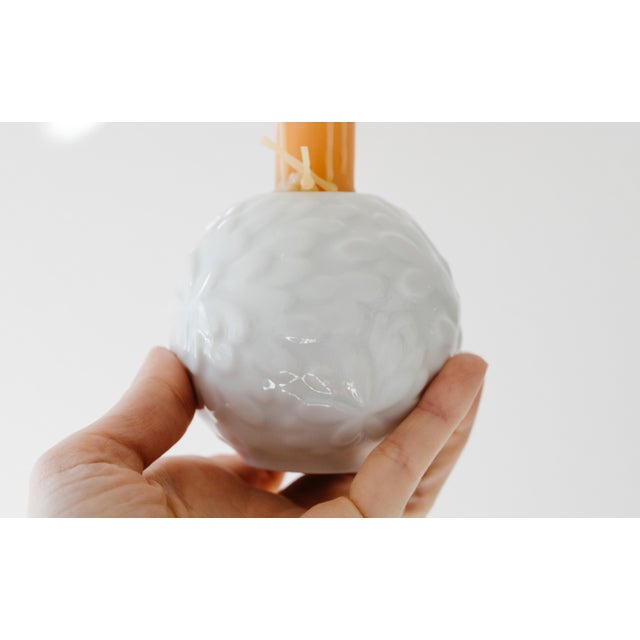 1960s Mid Century Modern Glazed White Porcelain Botanical Candle/Vase Set by Hutschenreuther Germany - 4 Piece Set For Sale - Image 5 of 13