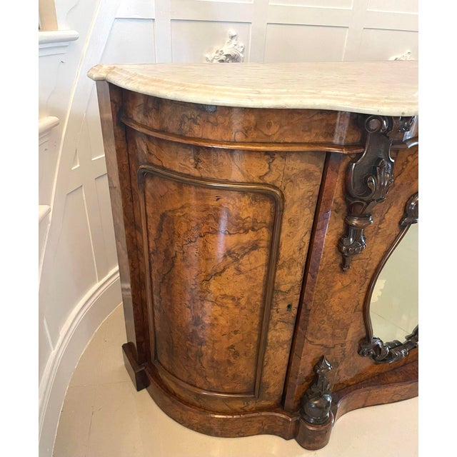 ​​19th Century Victorian Burr Walnut Marble Top Sideboard, 1850s For Sale - Image 13 of 18