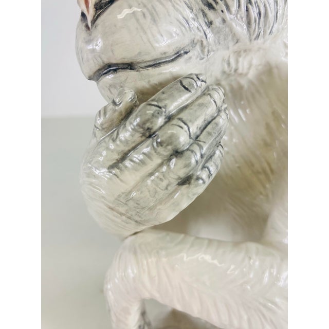 Ceramic Mid-Century Vintage Italian Hand Painted Pottery Monkey Sculpture For Sale - Image 7 of 10