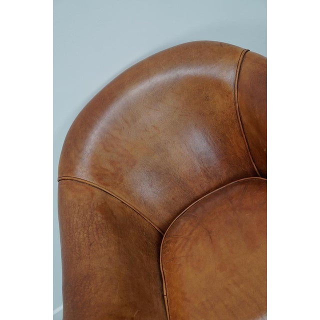 Vintage Dutch Cognac Colored Leather Club Chair For Sale - Image 9 of 16