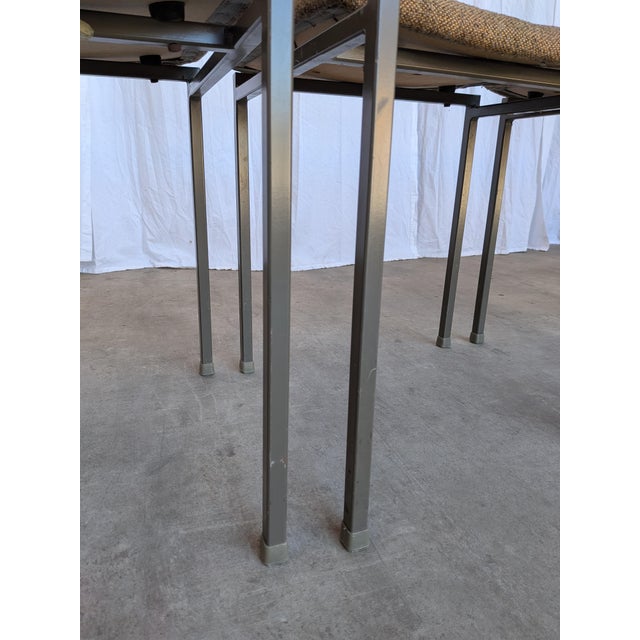 Vintage Industrial School Chairs in Brown Fabric with Black Metal Bases, 1970s, Set of 6 For Sale - Image 14 of 18