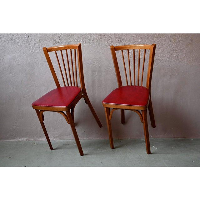 Vintage Bistro Chairs with Spindles and Imitation Leather Seats from Baumann, 1980s, Set of 2 For Sale - Image 14 of 14