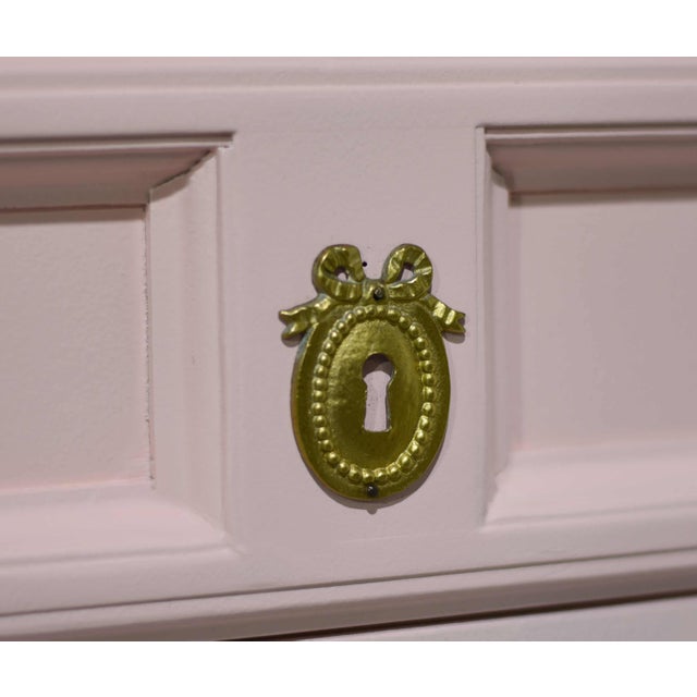 Wood Mid Century Transitional Highboy Dresser in Pink- Newly Painted For Sale - Image 7 of 11