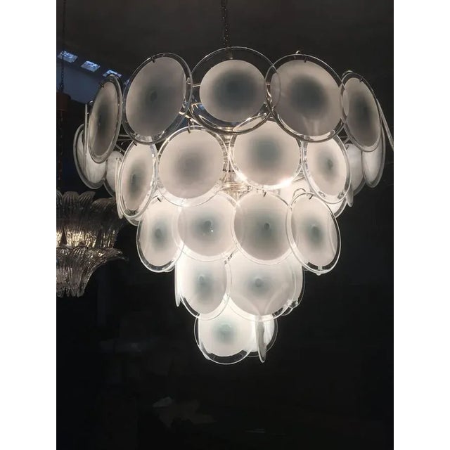 Murano Disc Chandeliers from Vistosi, 1970s, Set of 2 For Sale - Image 3 of 10