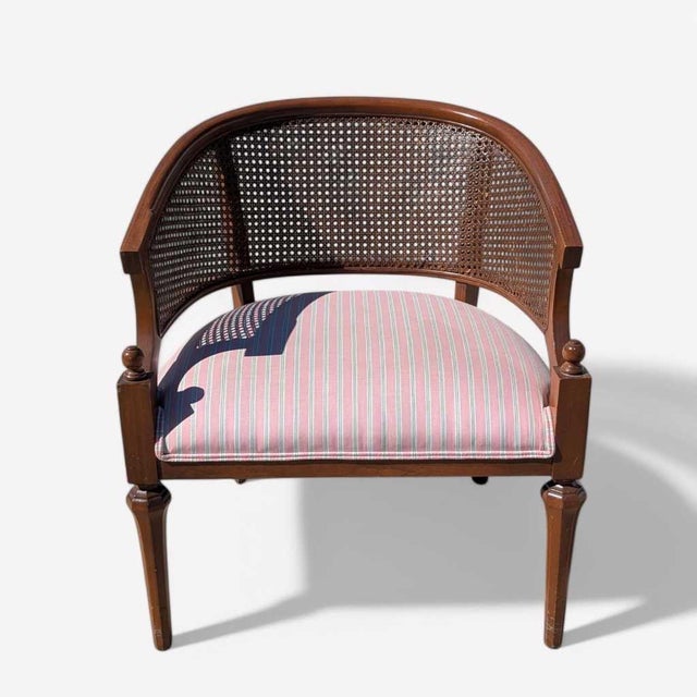 Regency Revival Cane Barrel-Back Armchair, 1970s For Sale - Image 12 of 18